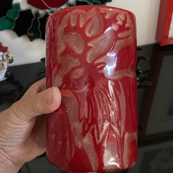 Pier 1 Noël red apple/cinnamon pilar candle! Carved! Moose heads candle holder! - Picture 13 of 16